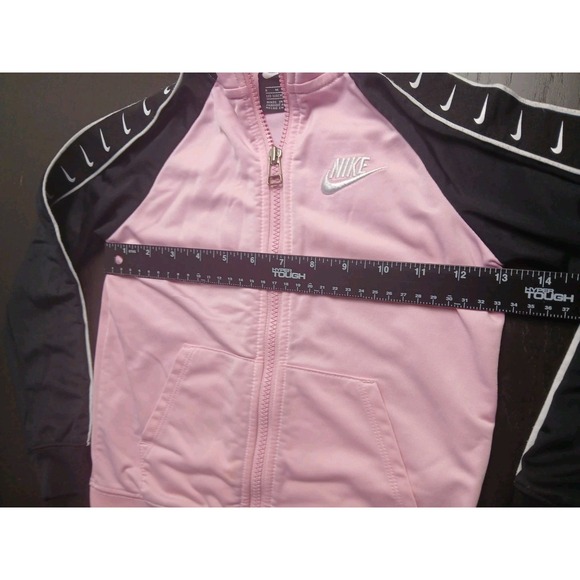 Nike Black & Pink Long Sleeve Zippered Sweater Size M  5-6 Years EmbroLogo #403C - Picture 6 of 7